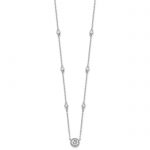 Sterling Silver Rhodium-plated with CZ Stations 16in with 2in ext Necklace