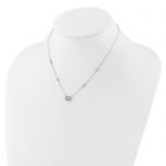 Sterling Silver Rhodium-plated with CZ Stations 16in with 2in ext Necklace