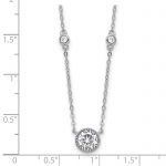 Sterling Silver Rhodium-plated with CZ Stations 16in with 2in ext Necklace