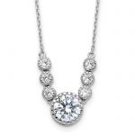 Sterling Silver Rhodium-plated with CZ 16in with 2in ext Necklace