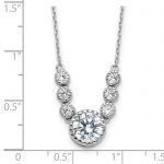 Sterling Silver Rhodium-plated with CZ 16in with 2in ext Necklace