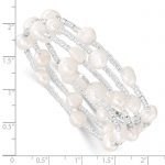 7-8mm White Baroque Freshwater Cultured Pearl and Glass Beaded Wrap Bracelet