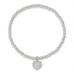 Sterling Silver CZ Heart Stretch Bracelet