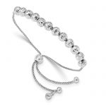 Leslie's Sterling Silver Hammered Beaded Adj. Bracelet