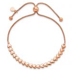 Leslie's Sterling Silver Rose-tone Polished Heart Bolo Bracelet