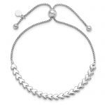 Leslie's Sterling Silver Rhodium-plated Polished Heart Bolo Bracelet