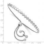 Leslie's Sterling Silver Rhodium-plated Polished Heart Bolo Bracelet