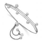 Leslie's Sterling Silver Rhodium-plated Beaded Multi-strand Bolo Bracelet