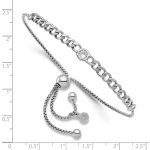 Leslie's Sterling Silver Rhodium-plated Polished CZ Bolo Bracelet