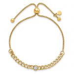 Leslie's Sterling Silver Gold-tone Polished CZ Bolo Bracelet