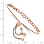 Leslie's Sterling Silver Rose-tone Polished CZ Bolo Bracelet