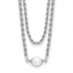 Leslie's Sterling Silver RH-plated Polish 2-strand FWC Pearl with 2in ext.