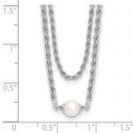 Leslie's Sterling Silver RH-plated Polish 2-strand FWC Pearl with 2in ext.