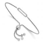 Leslie's Sterling Silver RH-plated Polished CZ Adjustable Bracelet