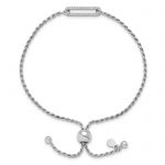 Leslie's Sterling Silver RH-plated Polished CZ Adjustable Bracelet