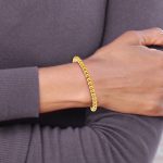 Leslie's Sterling Silver Gold-tone Polished Beaded Adjustable Bracelet