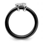 Brilliant Embers Sterling Silver Rhodium-plated 17 Stone Micro Pavé CZ X Ceramic Ring