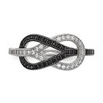 Brilliant Embers Sterling Silver Rhodium-plated 59 Stone Micro Pavé Black and White CZ Polished Ring