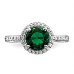 Brilliant Embers Sterling Silver Rhodium-plated 35 Stone White and Green Micro Pavé CZ Ring