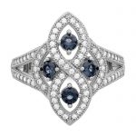 Brilliant Embers Sterling Silver Rhodium-plated 84 Stone Blue and White Micro Pavé CZ Ring