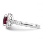 Brilliant Embers Sterling Silver Rhodium-plated 35 Stone Red Corundum and CZ Halo Ring