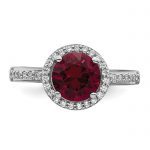 Brilliant Embers Sterling Silver Rhodium-plated 35 Stone Red Corundum and CZ Halo Ring