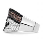 Brilliant Embers Sterling Silver Rhodium-plated 158 Stone Micro Pavé Black Champagne and White CZ Ring