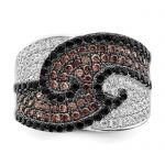 Brilliant Embers Sterling Silver Rhodium-plated 158 Stone Micro Pavé Black Champagne and White CZ Ring