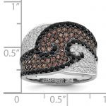 Brilliant Embers Sterling Silver Rhodium-plated 158 Stone Micro Pavé Black Champagne and White CZ Ring