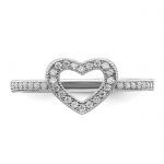 Brilliant Embers Sterling Silver Rhodium-plated 34 Stone Micro Pavé CZ Heart Ring