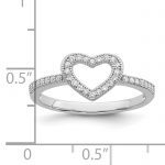 Brilliant Embers Sterling Silver Rhodium-plated 34 Stone Micro Pavé CZ Heart Ring