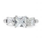 Sterling Silver Rhodium-plated Three Stone CZ Ring