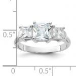 Sterling Silver Rhodium-plated Three Stone CZ Ring