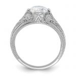 Sterling Silver Rhodium-plated CZ Antique Style Ring