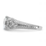 Sterling Silver Rhodium-plated CZ Antique Style Ring