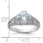 Sterling Silver Rhodium-plated CZ Antique Style Ring