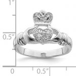 Sterling Silver Rhodium-plated CZ Claddagh Ring