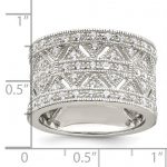 Sterling Silver Rhodium-plated Polished CZ Vintage Ring