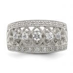 Sterling Silver Rhodium-plated Polished CZ Vintage Ring