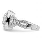 Sterling Silver Rhodium-plated Round 8.10mm CZ Ring