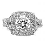 Sterling Silver Rhodium-plated Round 8.10mm CZ Ring