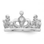 Sterling Silver Rhodium-plated CZ Crown Ring