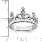 Sterling Silver Rhodium-plated CZ Crown Ring