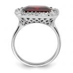 Sterling Silver Polished Red and Clear CZ Square Halo Ring