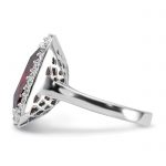 Sterling Silver Polished Red and Clear CZ Square Halo Ring