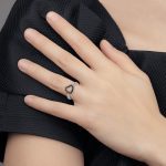 Sterling Silver Rhodium Black and White CZ Heart Ring