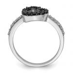 Sterling Silver Rhodium Black and White CZ Heart Ring