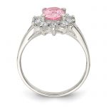 Sterling Silver Pink Oval CZ Cluster Ring