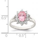 Sterling Silver Pink Oval CZ Cluster Ring