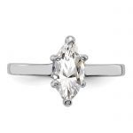 Sterling Silver Rhodium-plated Solitaire Marquise CZ Ring